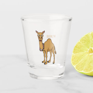 Happy camel cartoon illustration shot glass