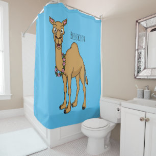 Happy camel cartoon illustration shower curtain