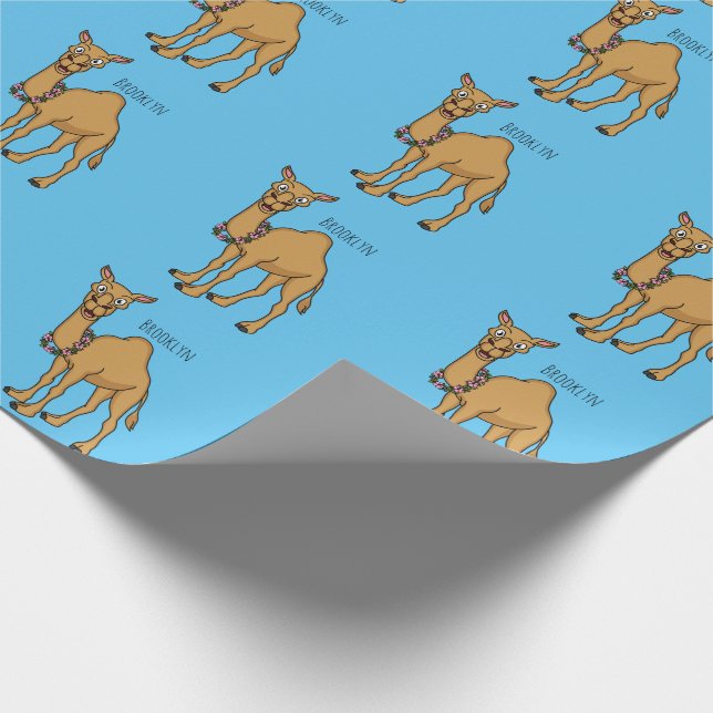 Happy camel cartoon illustration wrapping paper (Corner)