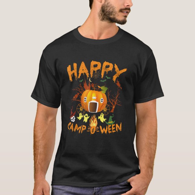 Happy Camp O Ween Camping Halloween T-Shirt (Front)