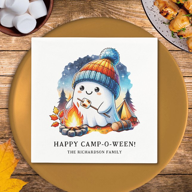 Happy Camp-o-ween Ghost Camping Custom Halloween Napkin (Creator Uploaded)