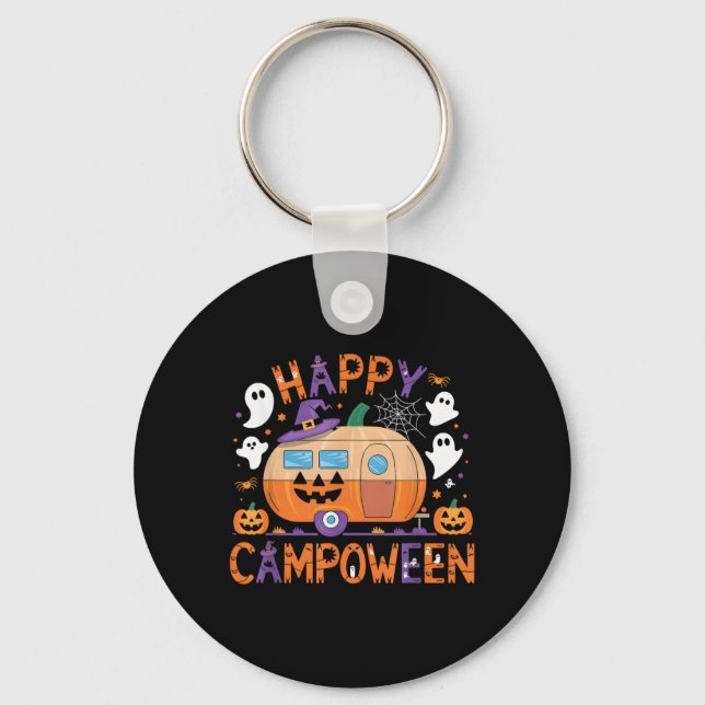 Happy Camp-o-ween Halloween Camping Ghosts And Cam Key Ring (Front)