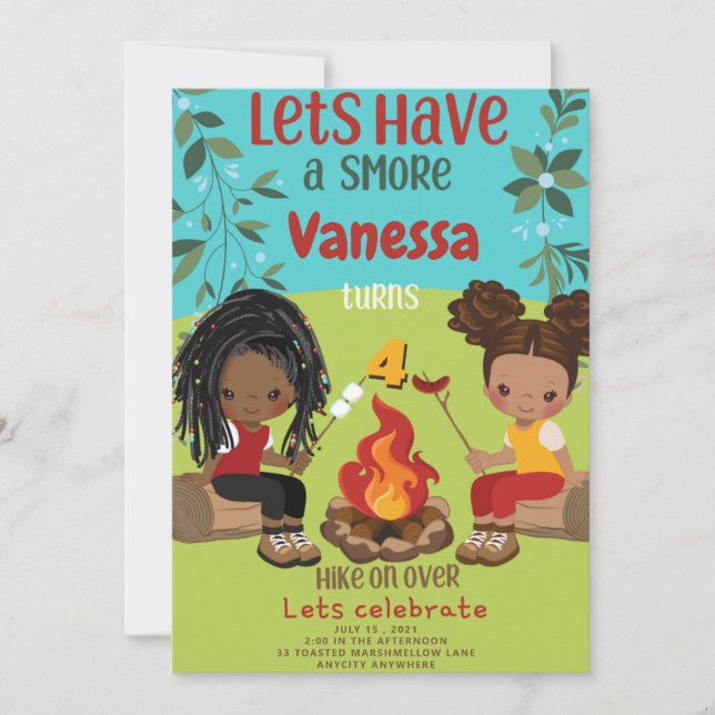 Happy Camper 1 Birthday Invitation Card (Front)