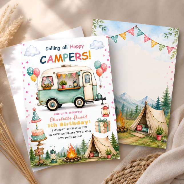 Happy Camper 1st Birthday Invitation (Creator Uploaded)
