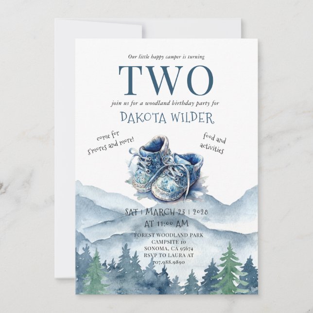 Happy Camper 2nd Birthday Campsite Party  Invitation (Front)