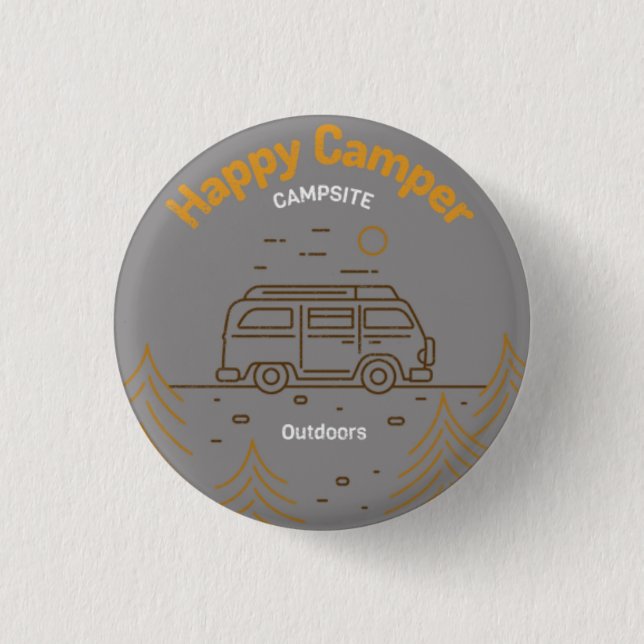 Happy Camper  3 Cm Round Badge (Front)