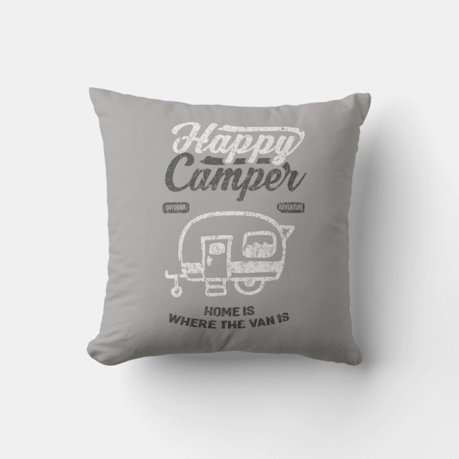 Happy Camper Accessories Camping Gifts Cushion (Front)