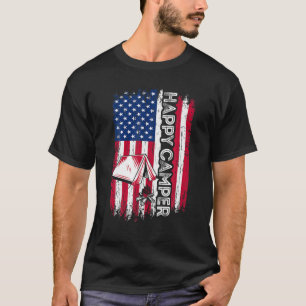 Happy Camper American Flag Camping Hiking Lover Me T-Shirt
