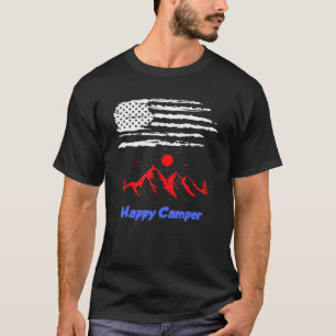 Happy Camper American Flag Camping Hiking Men Wom T-Shirt