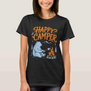 Happy camper bear roasting marshmallows design T-Shirt