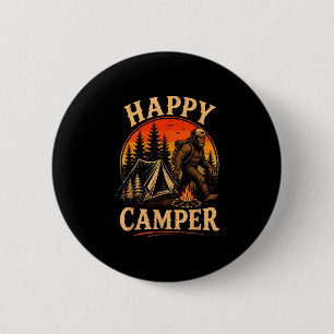 Happy camper bigfoot sasquatch outdoor adventure 6 cm round badge