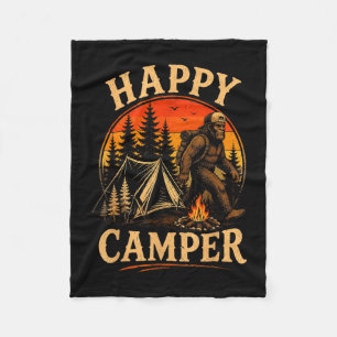 Happy camper bigfoot sasquatch outdoor adventure fleece blanket