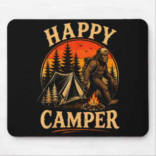 Happy camper bigfoot sasquatch outdoor adventure mouse mat