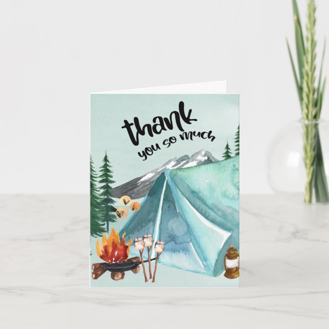 Happy Camper Birthday Camping Tent Thank You Card (Front)