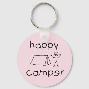 Happy Camper (blk) Key Ring