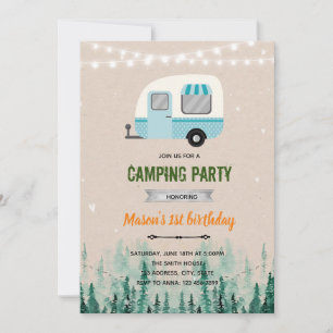 Happy camper boy theme invite