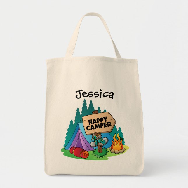 Happy Camper Budget Tote Bag (Front)