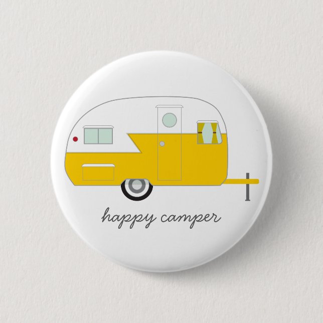 Happy Camper Button yellow (Front)