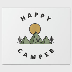 Happy Camper Camping Camp Forest Mountains Minimal Wrapping Paper