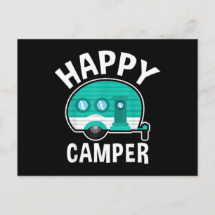 Happy Camper Camping Car Caravan Funny Vacation Holiday Postcard