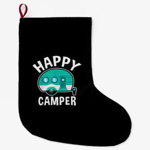 Happy Camper Camping Car Caravan Funny Vacation Large Christmas Stocking