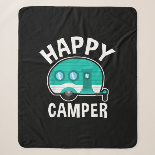 Happy Camper Camping Car Caravan Funny Vacation Sherpa Blanket