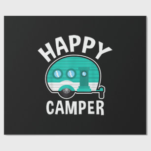 Happy Camper Camping Car Caravan Funny Vacation Wrapping Paper