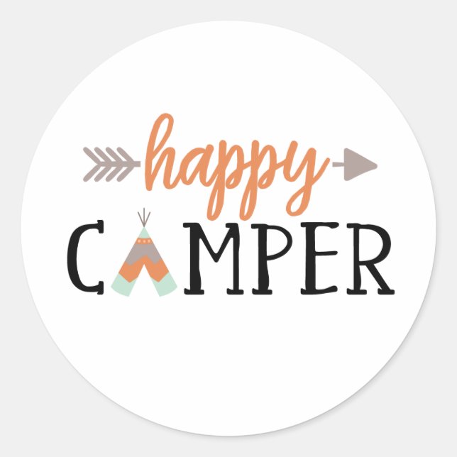 Happy Camper, Camping Classic Round Sticker (Front)