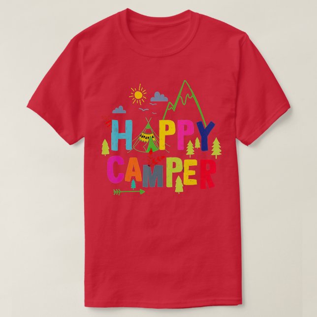 Happy Camper Camping Funny Gift Men Women Kids (1) T-Shirt (Design Front)