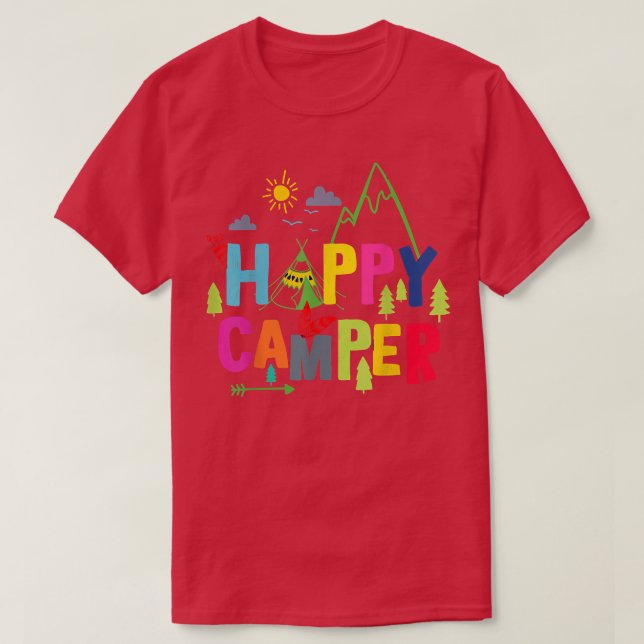 Happy Camper Camping Funny Gift Men Women Kids T-S T-Shirt (Design Front)