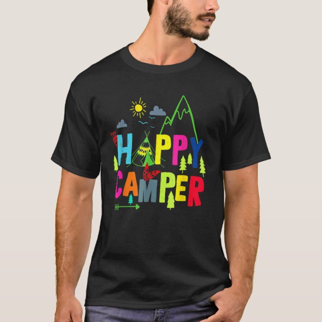 Happy Camper Camping Funny Gift Men Women Kids T-Shirt (Front)