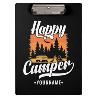 Happy Camper Camping Hiking Travel Caravan Life Clipboard