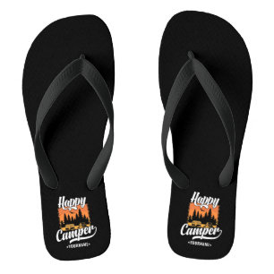 Happy Camper Camping Hiking Travel Caravan Life Flip Flops