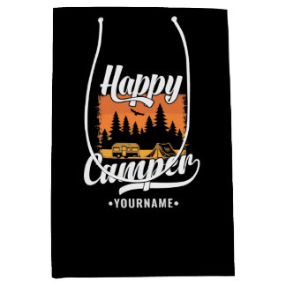 Happy Camper Camping Hiking Travel Caravan Life Medium Gift Bag