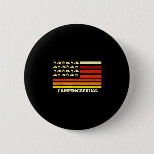 Happy camper camping life retro flag tent 6 cm round badge