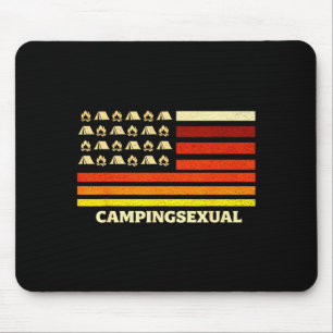Happy camper camping life retro flag tent mouse mat