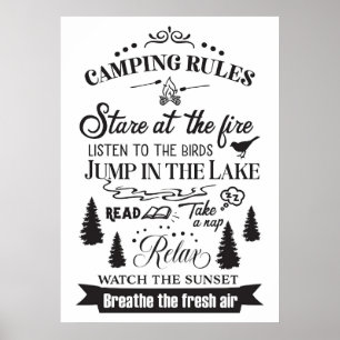 Happy Camper Camping Rules Poster