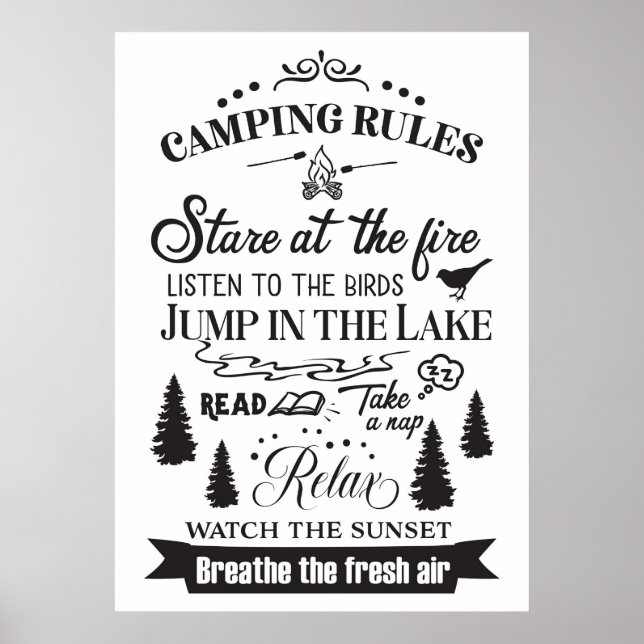 Happy Camper Camping Rules Poster (Front)