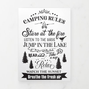 Happy Camper Camping Rules Tri-Fold Card