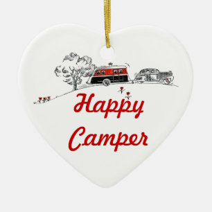 Happy Camper   Camping RV Retired Ceramic Tree Decoration