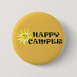 Happy Camper Camping Sunshine Button