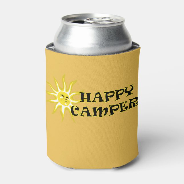 Happy Camper Camping Sunshine Can Cooler (Can Front)