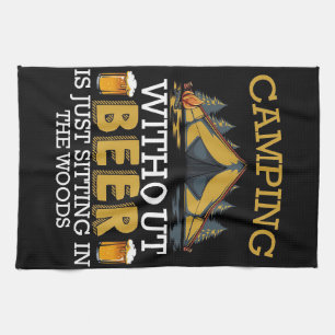 Happy Camper Camping Without Beer Tea Towel