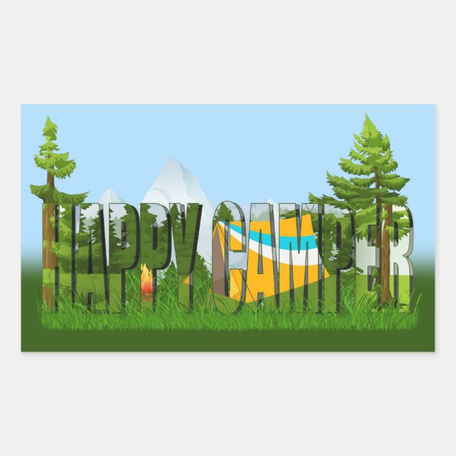 Happy Camper Campsite Rectangular Sticker (Front)