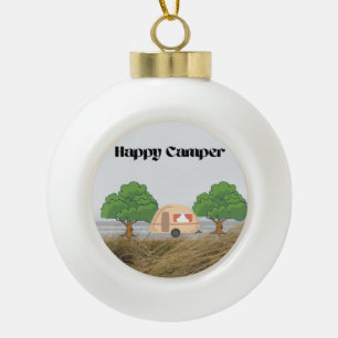Happy Camper Ceramic Ball Christmas Ornament