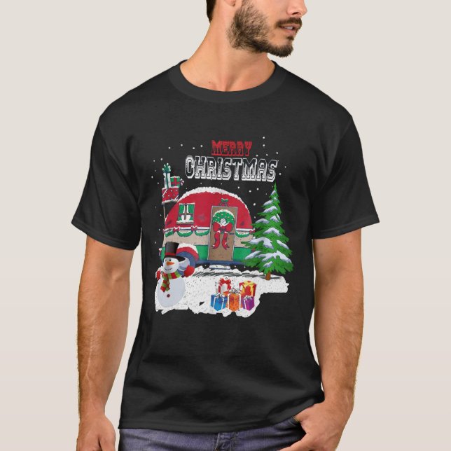 Happy Camper Christmas Shirt Funny Camping Christm (Front)
