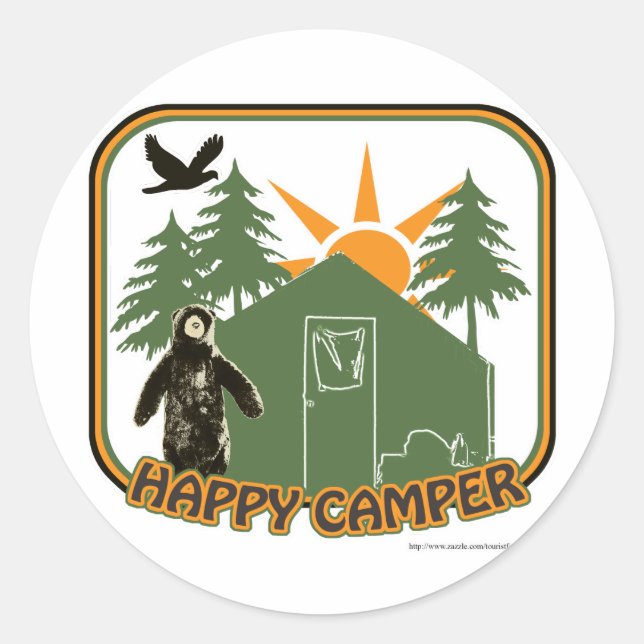 Happy Camper Classic Classic Round Sticker (Front)