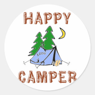 HAPPY CAMPER CLASSIC ROUND STICKER