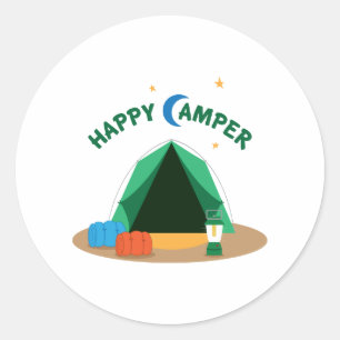 Happy Camper Classic Round Sticker