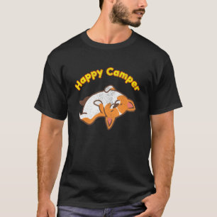 Happy Camper Corgi Cute Smiling Puppy Distressed T-Shirt